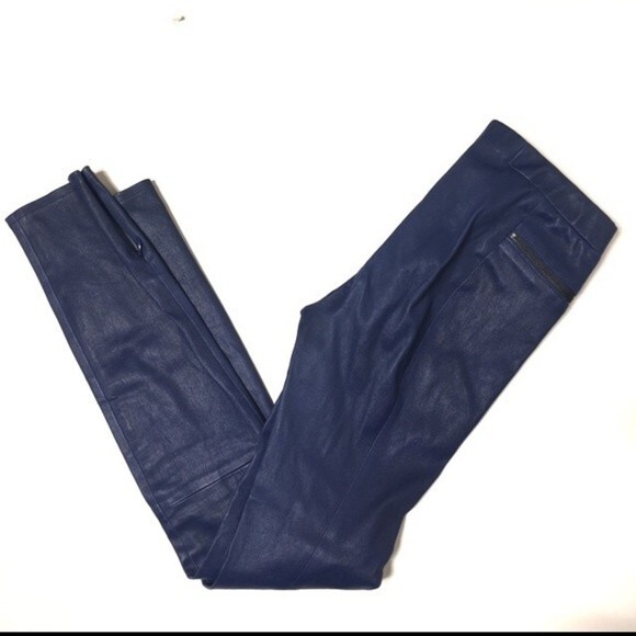 J Brand Blue Minette Lambskin Leather Skinny Pants - Picture 5 of 8
